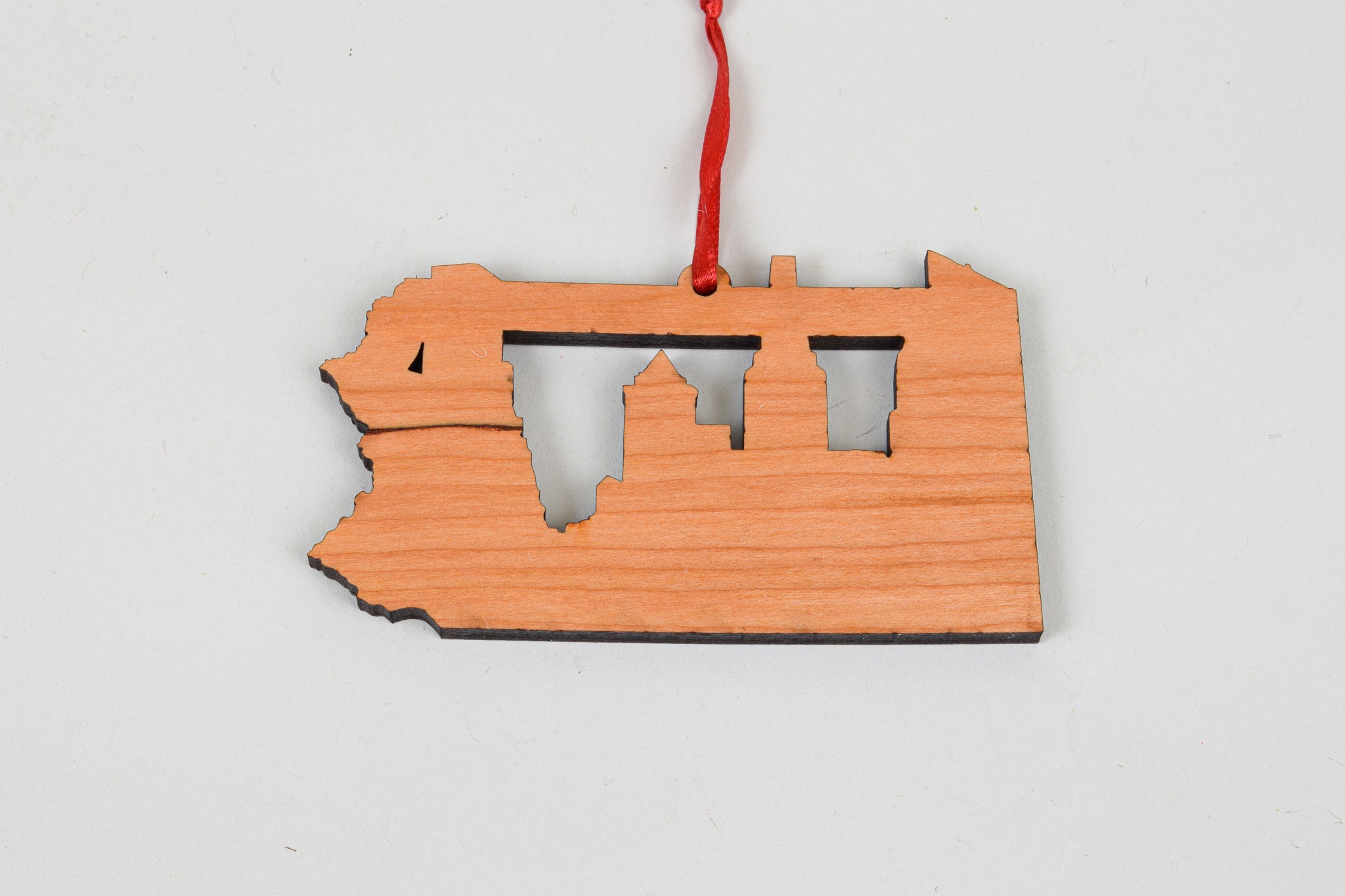 Philadelphia City Skyline State Shape Ornament