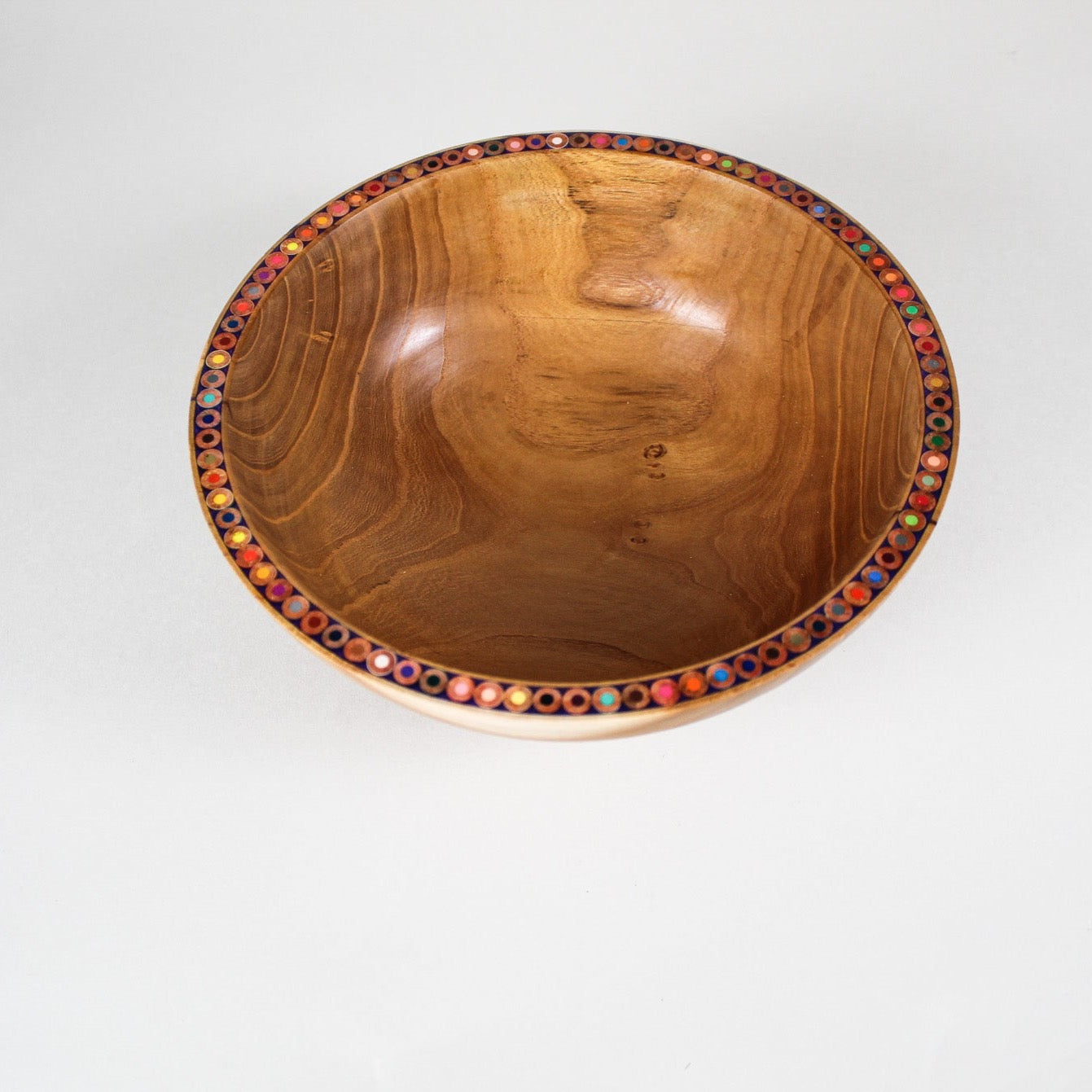 Small Honey Locust Bowl with Colored Pencil Rim
