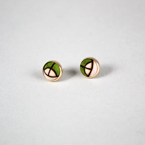 Green Semi-Circle Design Stud Earrings