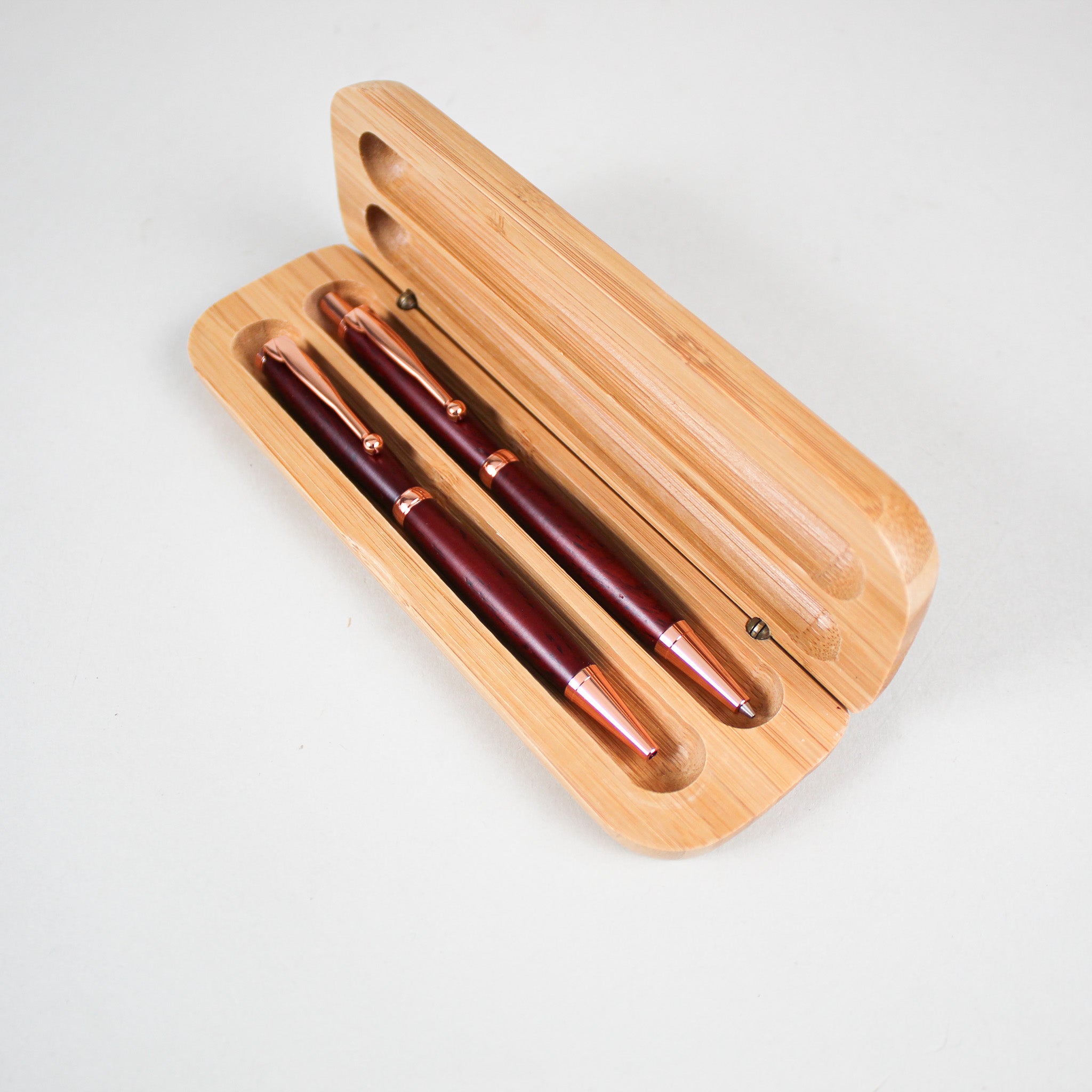 Bamboo Flat Case with Lathe-Turned Pen & Pencil Set