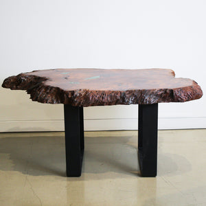 Red Wood Burl and Chrissocolla Side Table