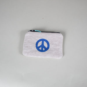 Peace Sign Blockprint Linen Coin Purse