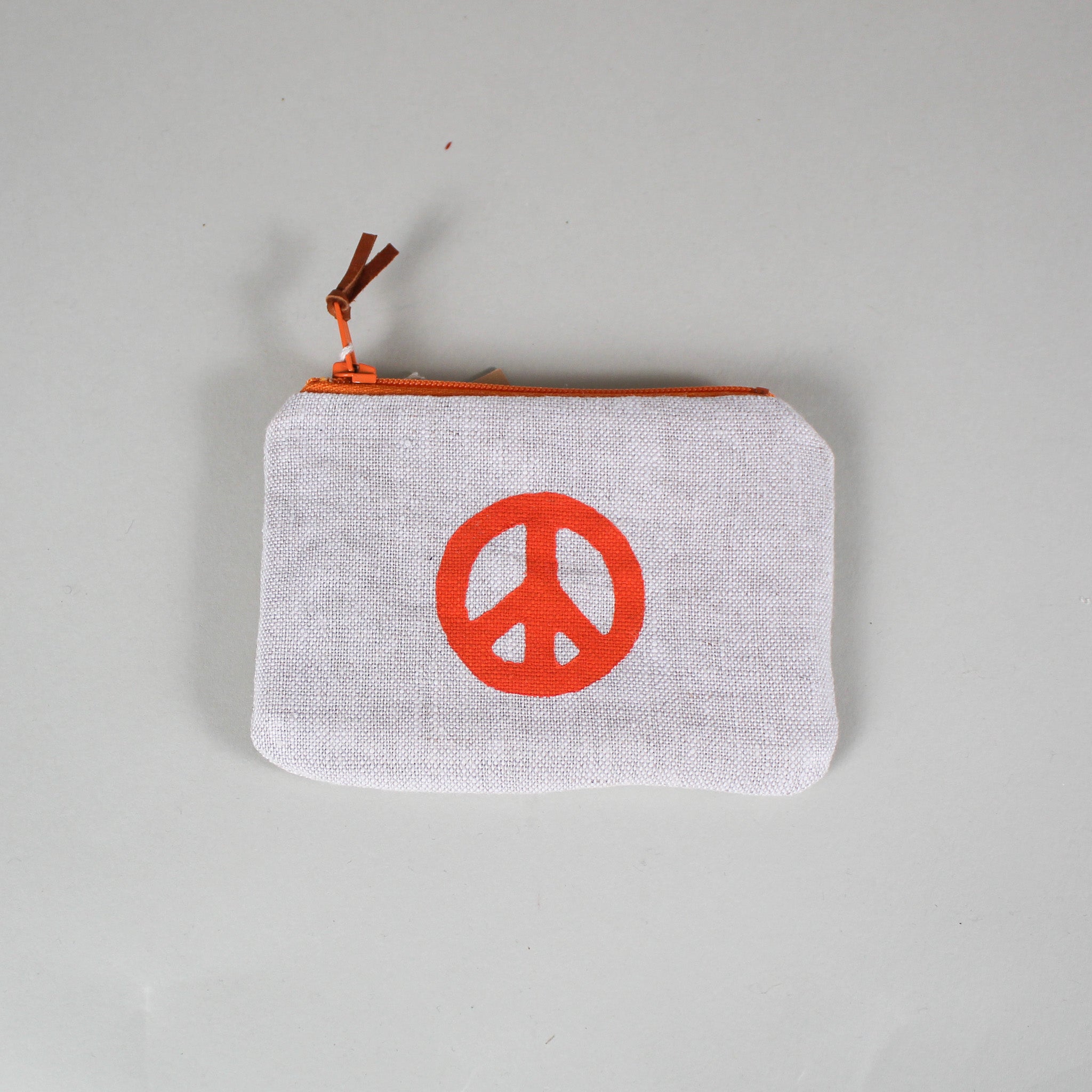 Peace Sign Blockprint Linen Coin Purse