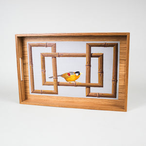Hand-painted Wood Tray with Yellow Bird