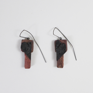 Purple Heart and Silver Earrings, Contemporary wood jewelry by Israeli maker Dina Abargil at the Center for Art in Wood