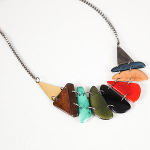 Collar Style Necklace with Tagua and Brass Components