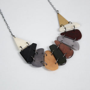 Collar Style Necklace with Tagua and Brass Components